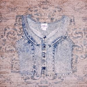 Vintage Dirty Dancing 1987 Acid washed Crop Sleeveless denim vest  small